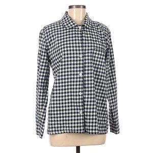 J.Crew Blue and White Collared Checkered Long Sleeve Button-Down Shirt - Size M
